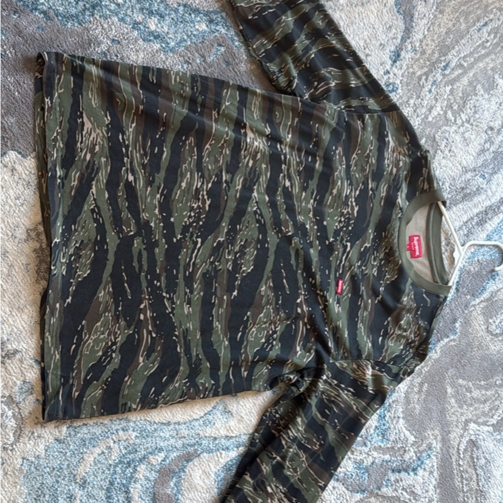 Supreme Green Camouflage Long Sleeve Shirt